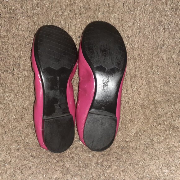 PRETTY BALLERINAS-SHIRLEY-Ballet Flats-Fuchsia w/Black Cap Toe Patent-Sz 38-EX - Picture 7 of 7